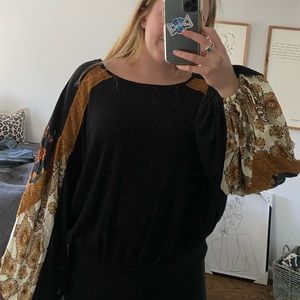 Free People Ballon Sleeve Sweater Blouse